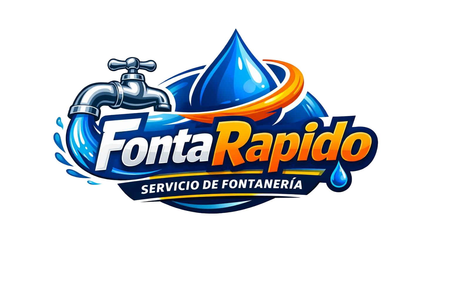 Logotipo: Gota de agua azul y llaves inglesas. Texto: 