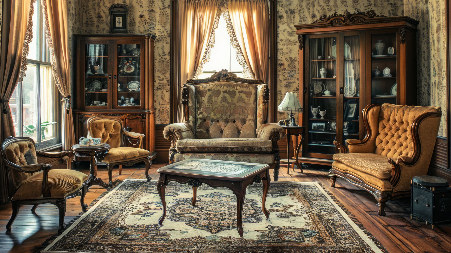 Salon décoré avec goût dans des tons marrons et clairs