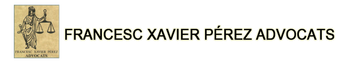 Logotipo de Francesc Xavier P&eacute;rez Advocats, que presenta una ilustraci&oacute;n estilizada de la Dama de la Justicia junto al nombre de la firma.