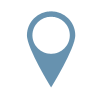 Un icono de marcador de mapa azul con forma de lágrima sobre un fondo blanco.