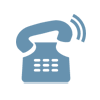 Icono azul de un auricular de teléfono fijo sobre una base, con líneas curvas que indican el sonido de una llamada.