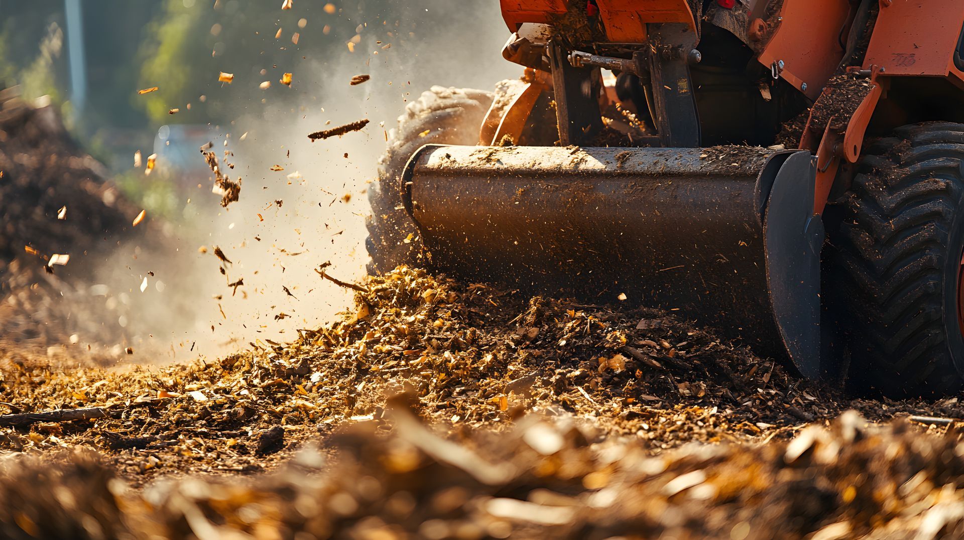 Broyage de bois après dessouchage
