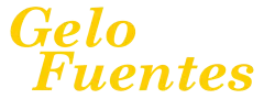 Logotipo con texto &ldquo;Gelo Fuentes&rdquo; en cursiva amarilla sobre fondo blanco