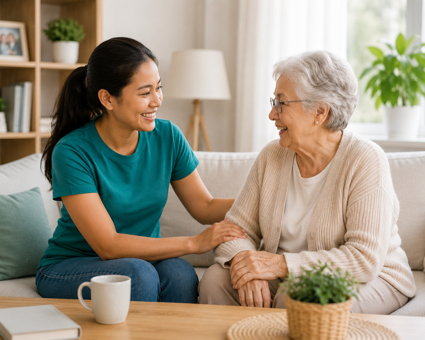 Seniorit viettävät aikaa yhdessä omassa kodissaan