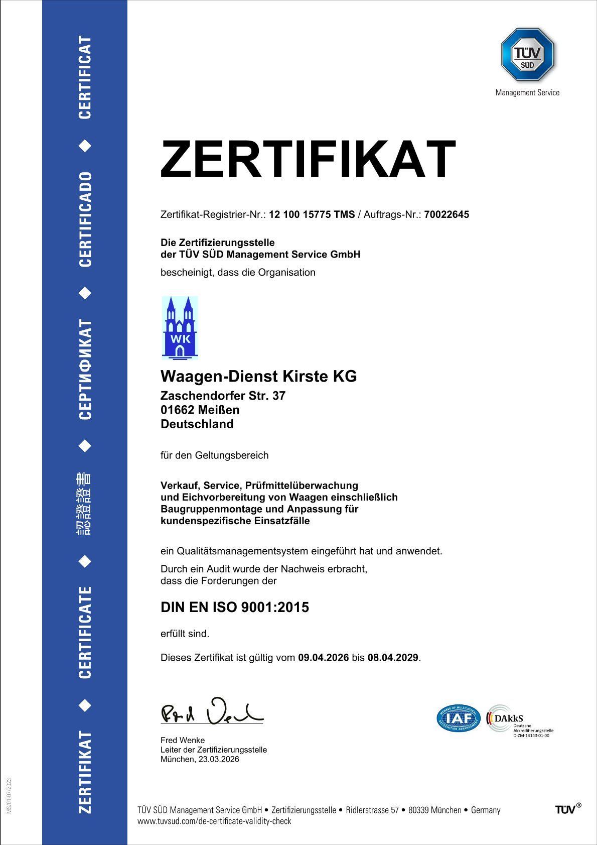 TÜV-Zertifikat
