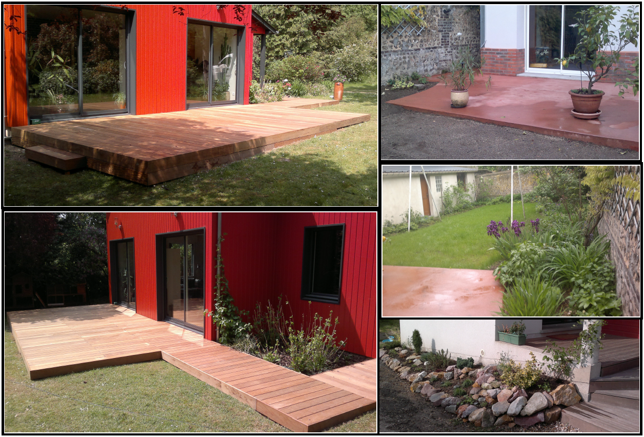 Une maison avec un aménagement paysager avec des galets noirs