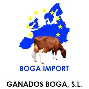 Logotipo de una vaca marr&oacute;n sobre un mapa azul de la 