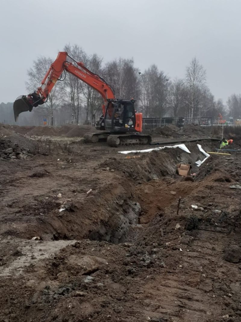Kaivinkone kaivuutyömaalla