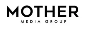 Un logotipo en blanco y negro para el grupo de medios madre.