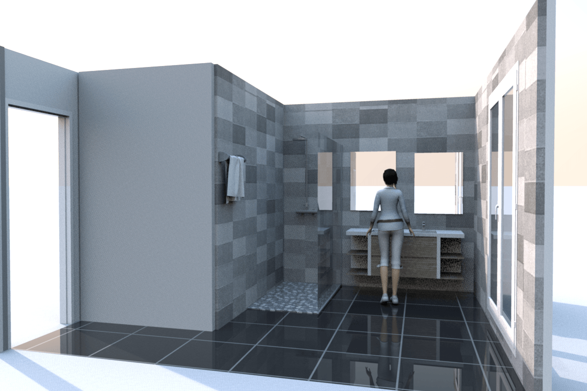 Agencement salle de bain grise