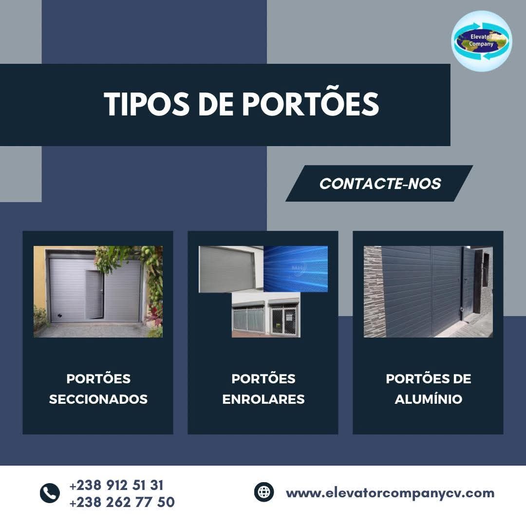 Porta de garagem branca com porta integrada e quatro pequenas janelas na parte superior.