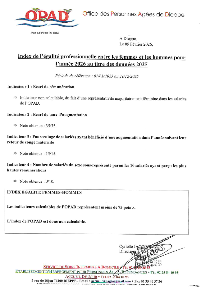 Index de l'égalité professionnelle entre les femmes et les hommes pour 2023 au titre des données 2022