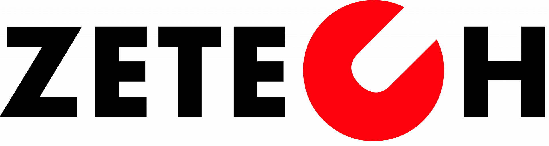 ZETECH-Logo mit schwarzem Text und einem roten stilisierten Buchstaben &bdquo;C&ldquo;.