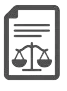 Documento con icono de balanza de la justicia, que simboliza contenido legal o judicial.