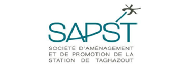 El logotipo de la Sociedad SAPST para el desarrollo y la promoción del complejo turístico de Taghazout