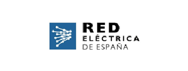 Un logotipo para Red Electrica de España con un cuadrado azul.