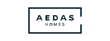 Un logotipo en blanco y negro para una empresa llamada aedas homes.