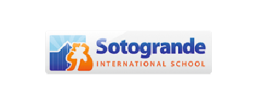 El logotipo del colegio internacional de Sotogrande es azul y naranja.