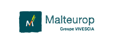 Se muestra un logotipo de Malteurop Groupe Vivescia sobre un fondo blanco.