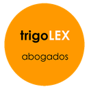 C&iacute;rculo naranja con texto negro "trigo" y el texto blanco "LEX" al lado, con la palabra "abogados" debajo en negro.