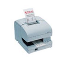 Una impresora está imprimiendo un recibo sobre un fondo blanco.