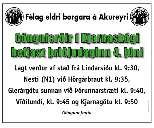 Gönguferðir í Kjarnaskógi