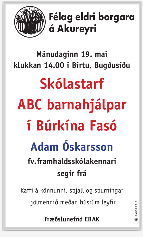 Skólastarf ABC barnahjálpar í Búrkína Fasó