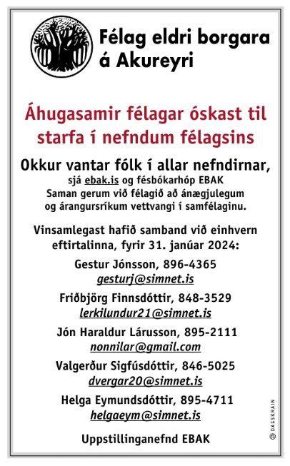 Áhugasamir óskast til að starfa í nefndum EBAK