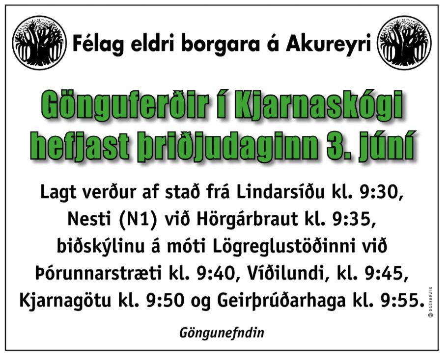 Gönguferðir í Kjarnaskógi