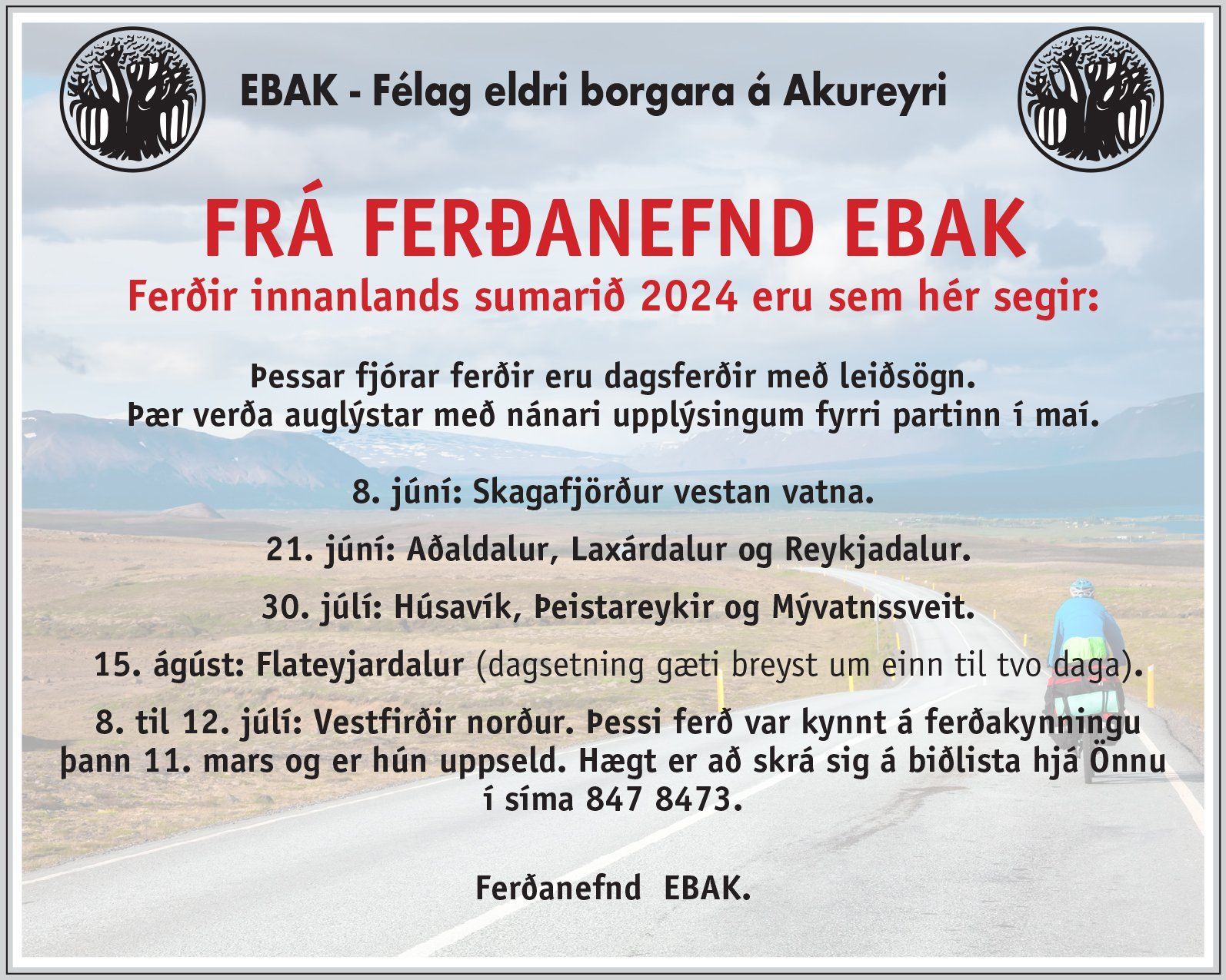 Innanlandsferðir sumarsins 2024