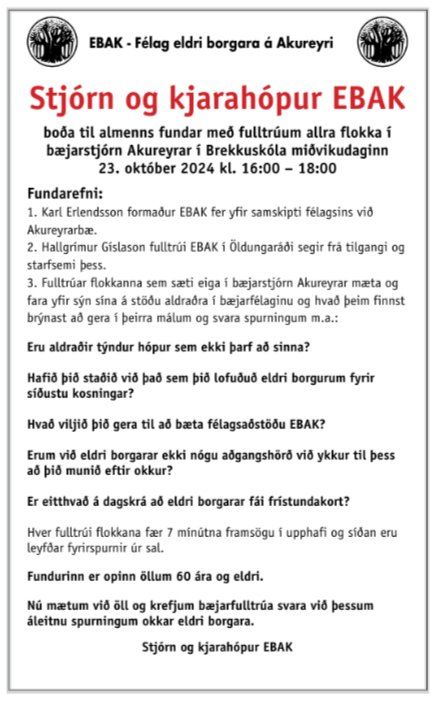 Fundur með fulltrúum flokkanna í bæjarstjórn Akureyrar.