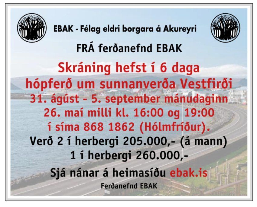 Skráning í Vestfjarðarferð