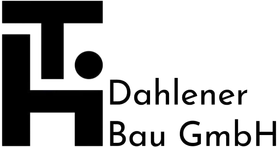 Logo für Dahléner Bau GmbH mit schwarzen geometrischen Initialen und Text auf weißem Hintergrund
