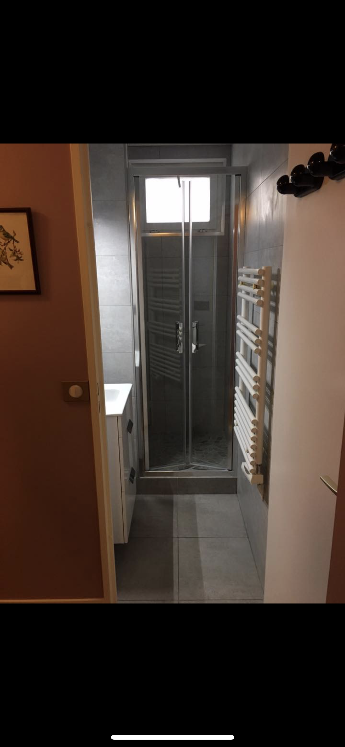 Pose de douche, lavabo