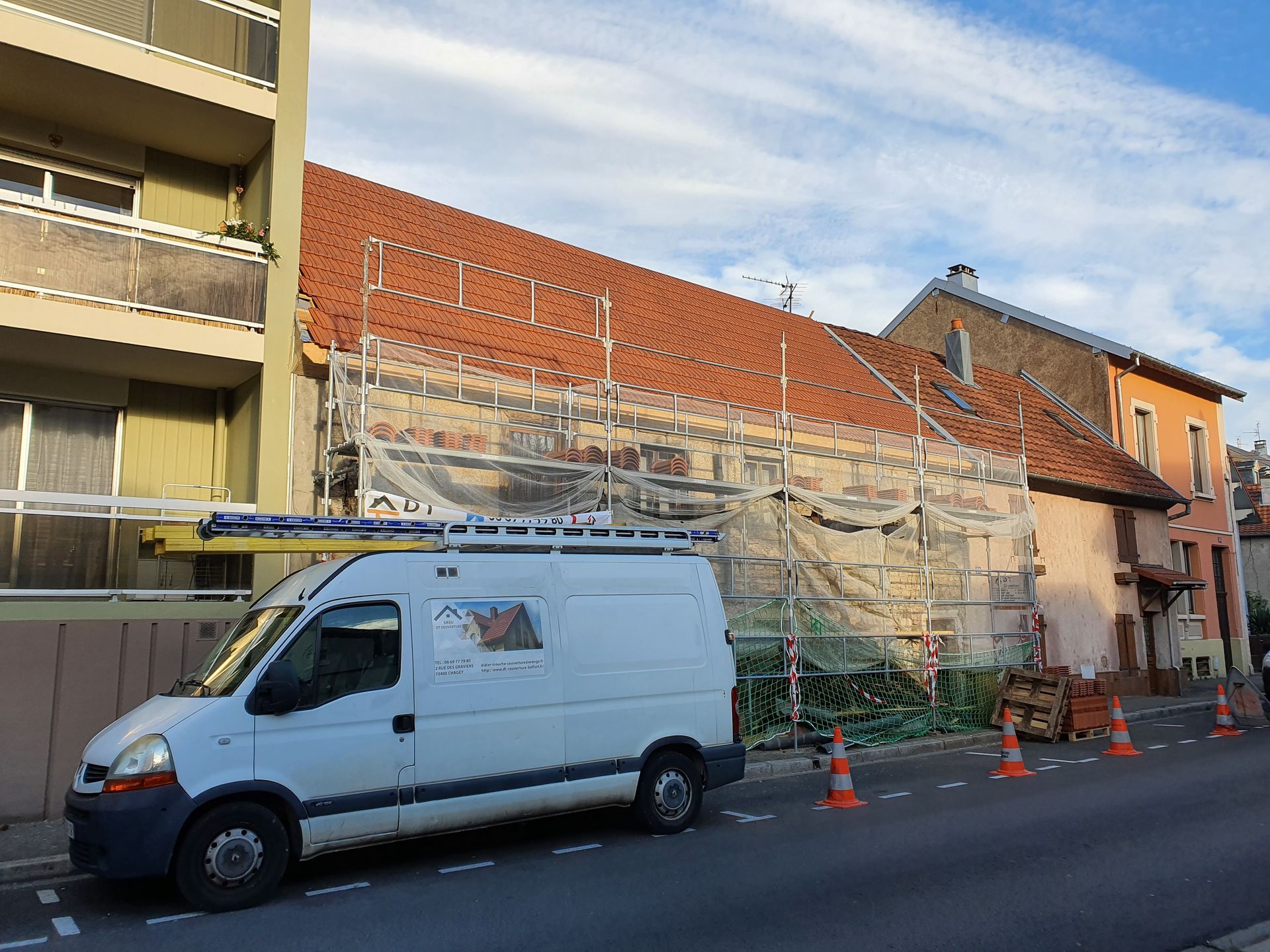 Chantier pour travaux de toiture