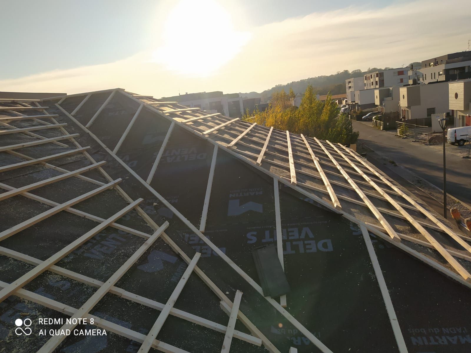 Linteaux posés sur une toiture