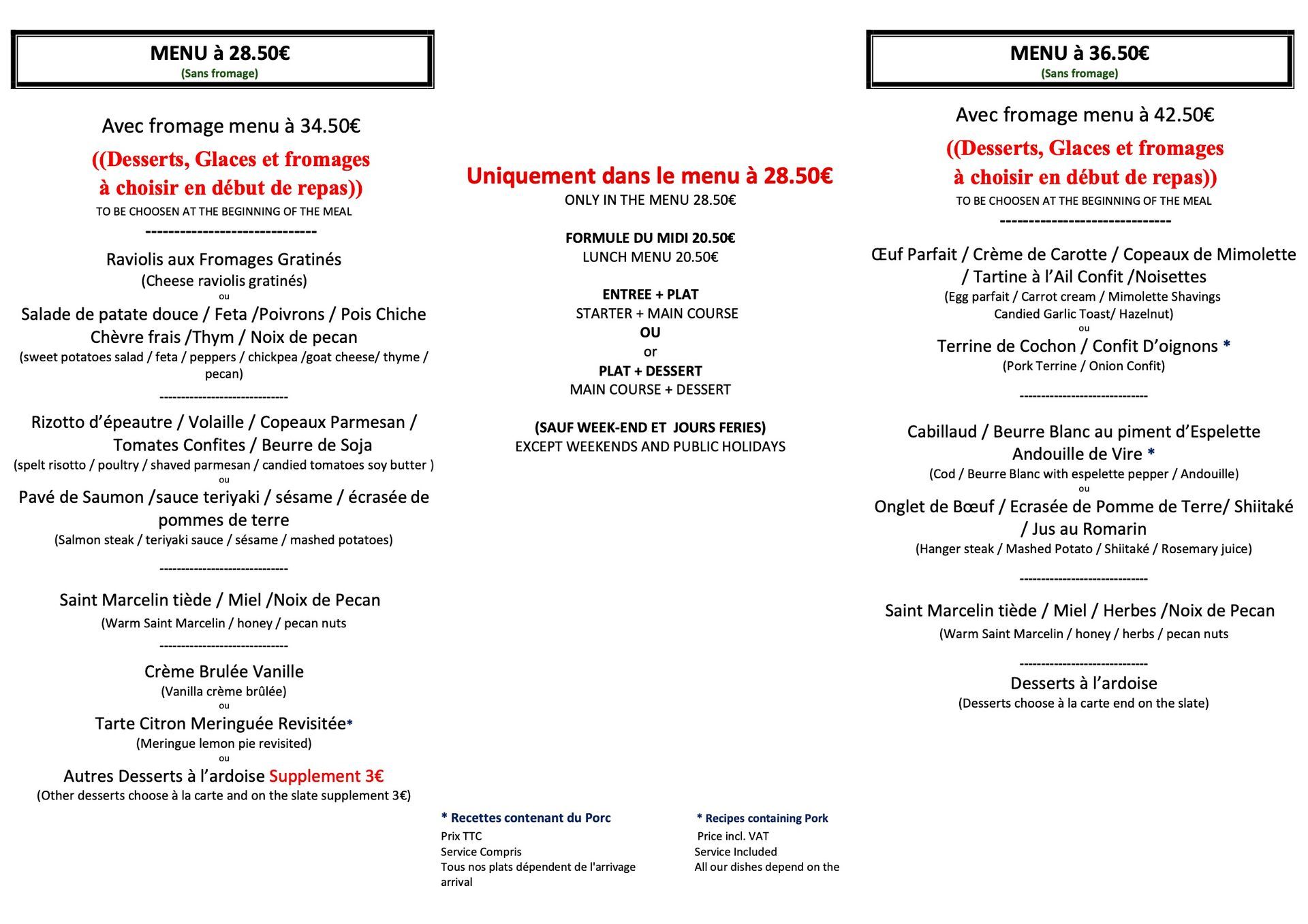 Menu à 22.90 Menu à 22.90