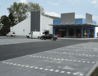 Bau eines Parkplatzes für den Edeka-Martk in Schleiz mit Pflastersteinen