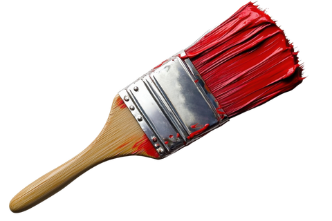 Un pinceau de peinture rouge.