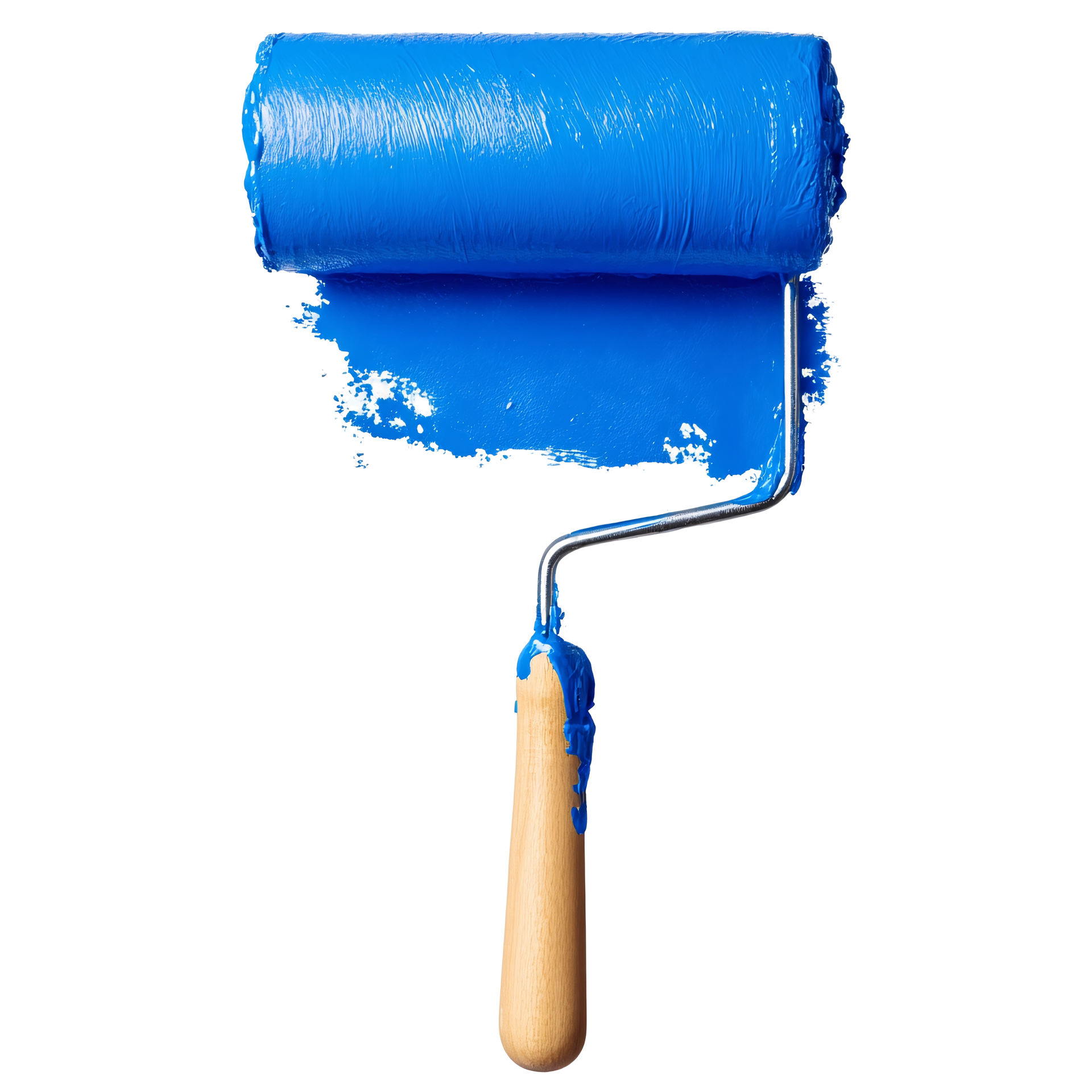 Un rouleau de peinture bleu.