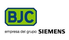 El logotipo de la empresa del grupo BJC Siemens sobre un fondo blanco.