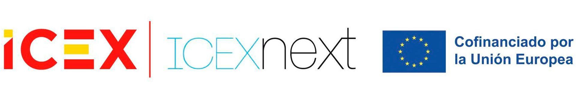 Logotipos para ICEXnext y la Unión Europea.