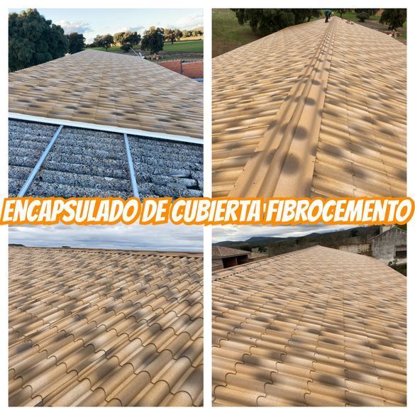 Una imagen de un techo con las palabras encapsulado de cubierta de fibrocemento