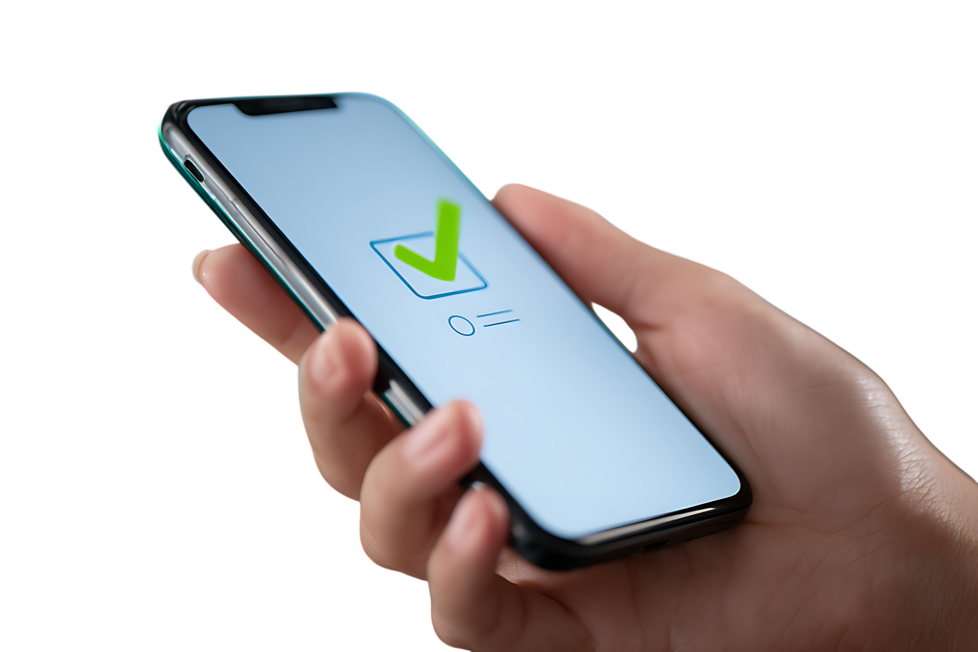 Une main tient un téléphone portable