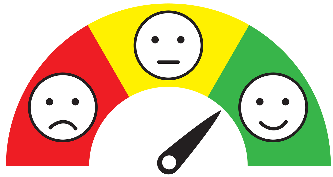 Jauge d'évaluation avec smileys pour les avis des clients