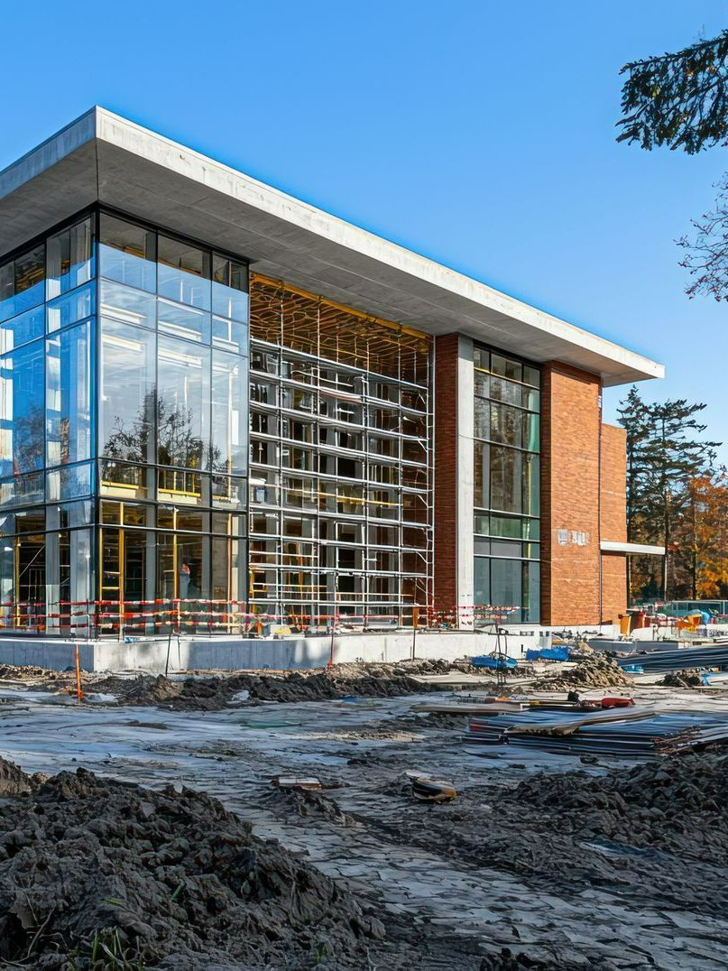 Bâtiment avec façade en structure métallique