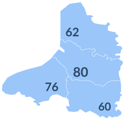 Carte des départements des Hauts-de-France