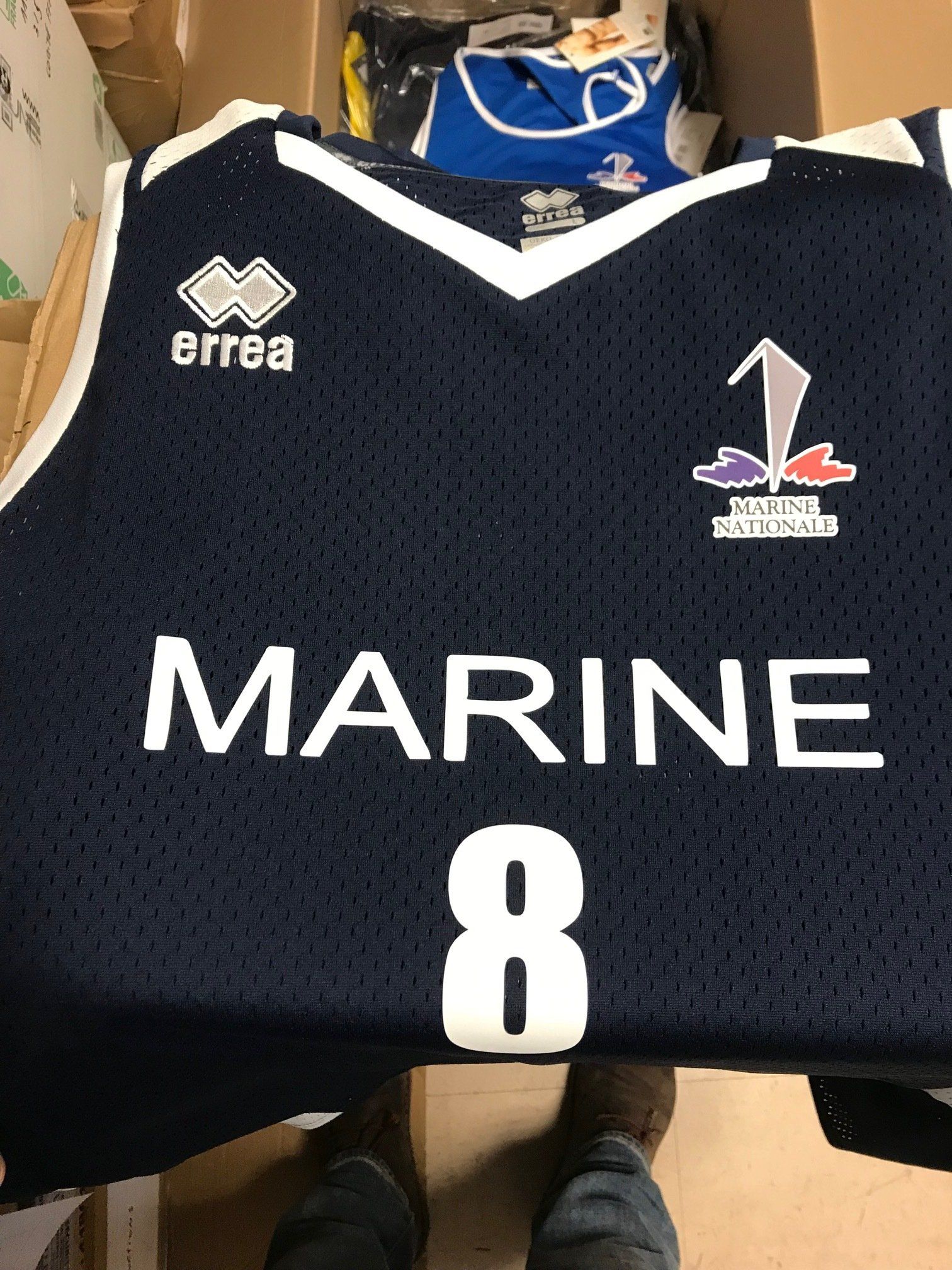 Maillot bleu floqué Marine