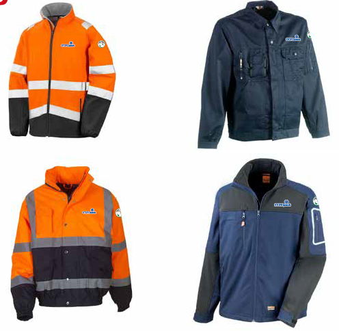 Vestes oranges et bleues