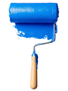 Rouleau de peinture bleue